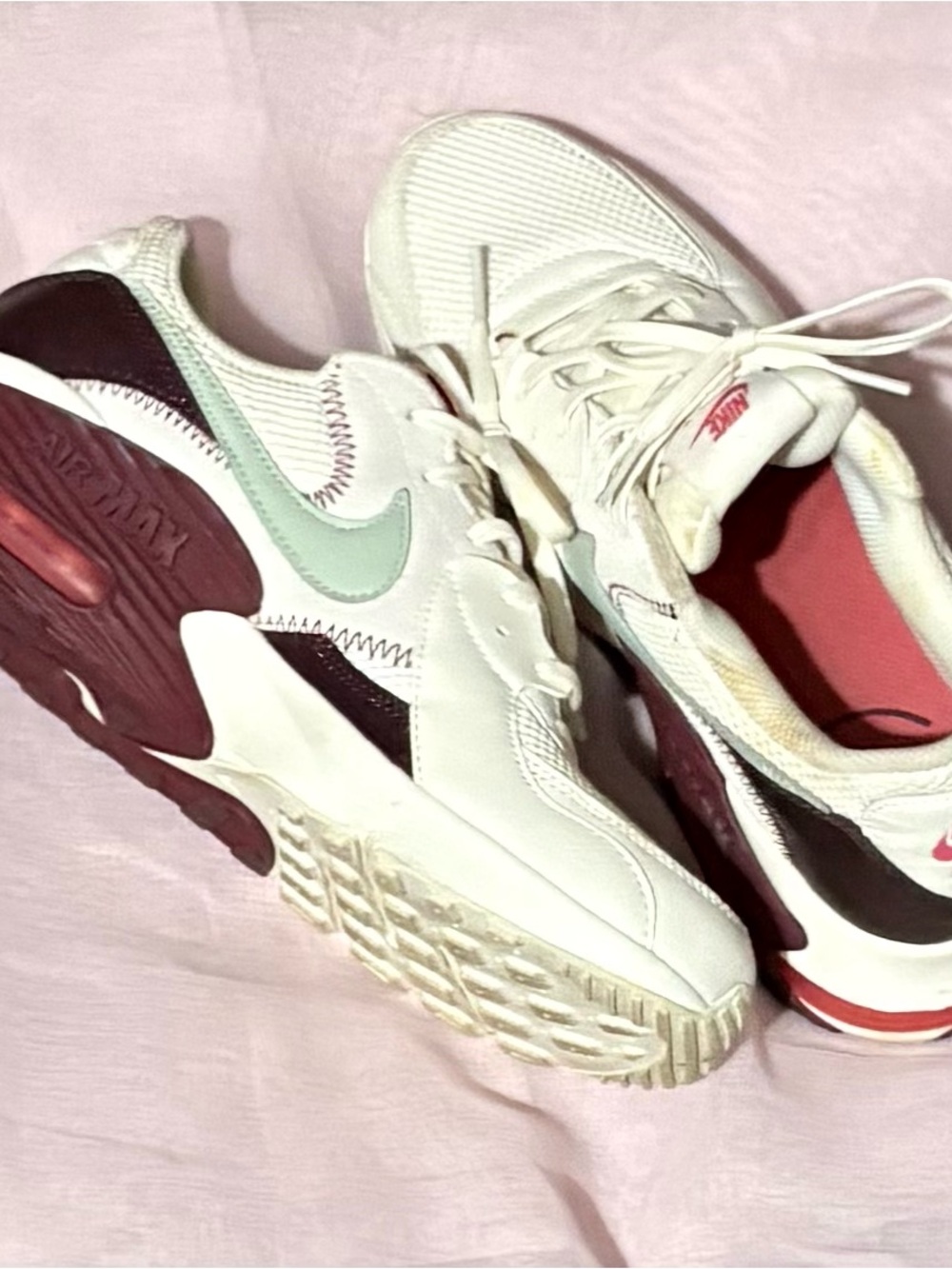Nike Women White Mint and Maroon Air Max Style Sneakers